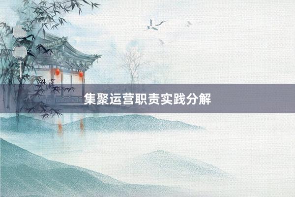集聚运营职责实践分解